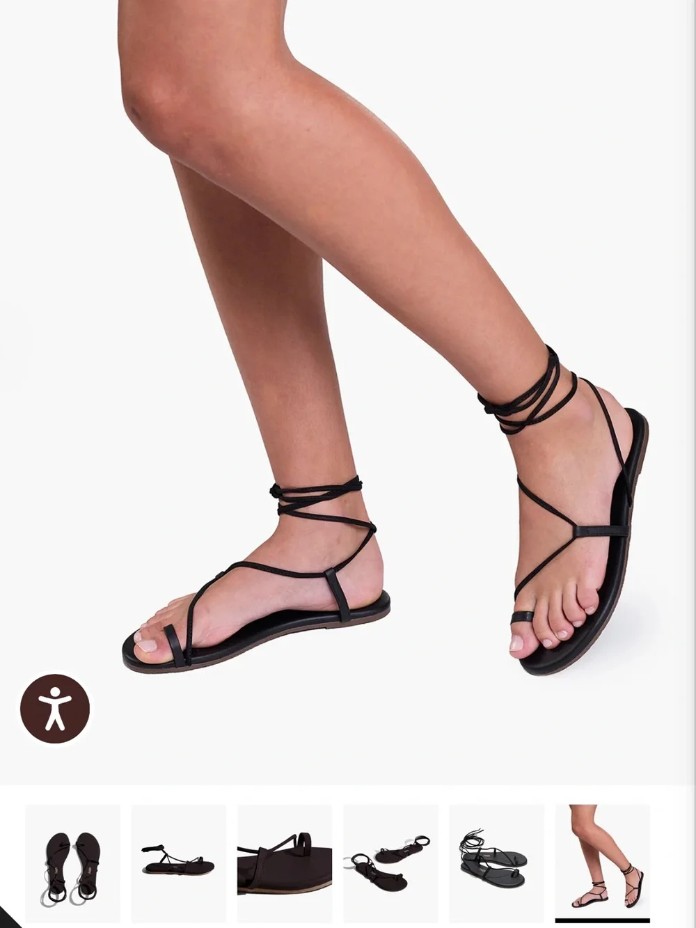 TKEES JO Black Leather Lace-Up sandals